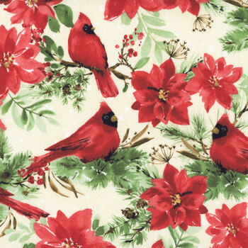 Cardinal Celebration 37753-237 Cream by Katrina Pete for Wilmington Prints, Image