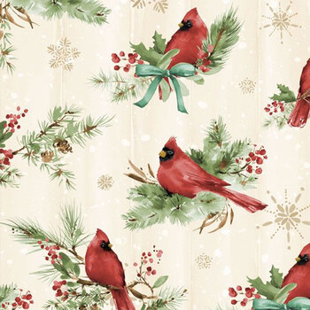 Cardinal Celebration 37755-273 Cream by Katrina Pete for Wilmington Prints, Image