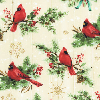 Cardinal Celebration 37755-273 Cream by Katrina Pete for Wilmington Prints, Image