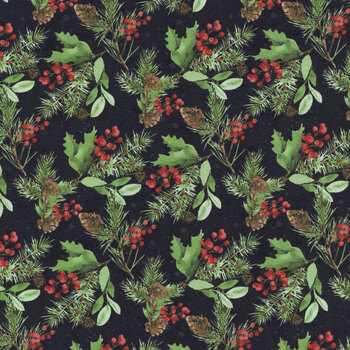 Cardinal Celebration 37758-973 Black by Katrina Pete for Wilmington Prints, Image