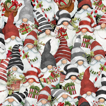 Merry Gnome-ments 39891-139 Multi by Susan Winget for Wilmington Prints, Image