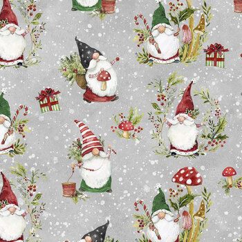 Merry Gnome-ments 39892-903 Gray by Susan Winget for Wilmington Prints, Image