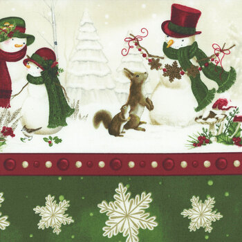 Woodland Snowmen 27733-237 Repeating Stripe Multi by Danielle Leone for Wilmington Prints, Image