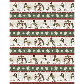 Woodland Snowmen 27733-237 Repeating Stripe Multi by Danielle Leone for Wilmington Prints, Image