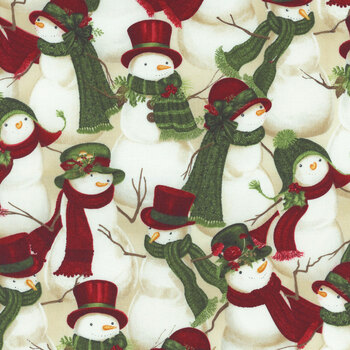 Woodland Snowmen 27734-273 Packed Snowmen Cream by Danielle Leone for Wilmington Prints, Image