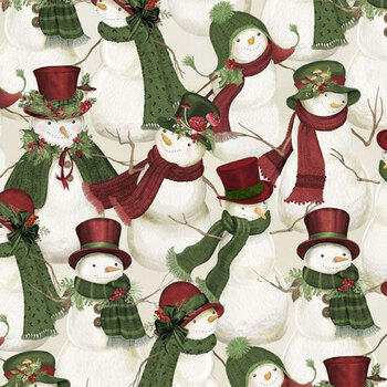 Woodland Snowmen 27734-273 Packed Snowmen Cream by Danielle Leone for Wilmington Prints, Image