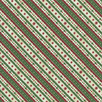 Woodland Snowmen 27741-237 Ticking Stripe Cream by Danielle Leone for Wilmington Prints, Image