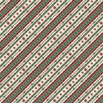 Woodland Snowmen 27741-237 Ticking Stripe Cream by Danielle Leone for Wilmington Prints, Image