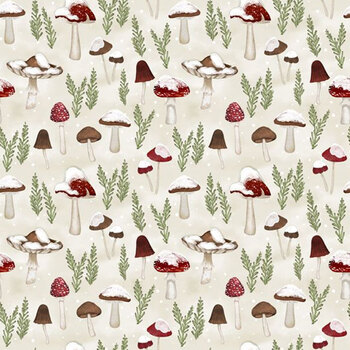 Woodland Snowmen 27739-232 Mushrooms All Over Cream by Danielle Leone for Wilmington Prints, Image