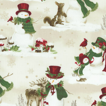 Woodland Snowmen 27735-273 Scenic Snowmen Cream by Danielle Leone for Wilmington Prints, Image