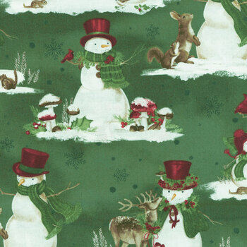 Woodland Snowmen 27735-773 Scenic Snowmen Green by Danielle Leone for Wilmington Prints, Image