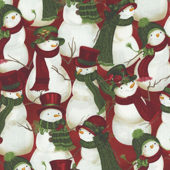 Woodland Snowmen 27734-373 Packed Snowmen Red by Danielle Leone for Wilmington Prints, Image