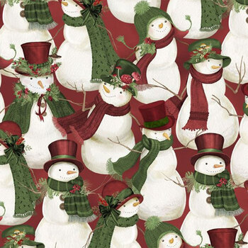 Woodland Snowmen 27734-373 Packed Snowmen Red by Danielle Leone for Wilmington Prints, Image