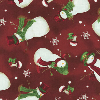 Woodland Snowmen 27736-337 Tossed Snowmen Red by Danielle Leone for Wilmington Prints, Image