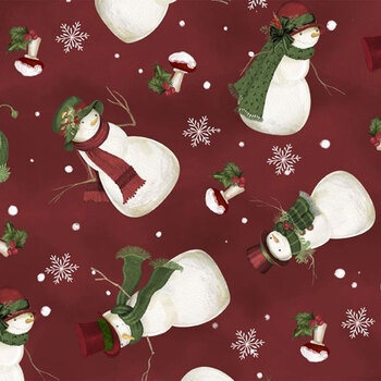 Woodland Snowmen 27736-337 Tossed Snowmen Red by Danielle Leone for Wilmington Prints, Image