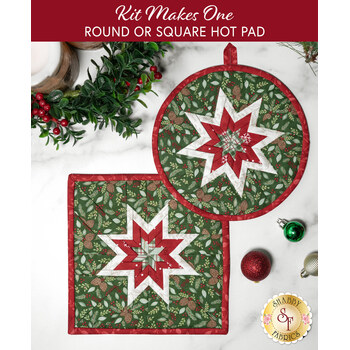  Folded Star Hot Pad Kit - Woodland Winter - Round OR Square - Green, Image