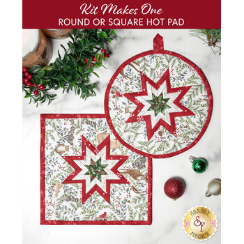  Folded Star Hot Pad Kit - Woodland Winter - Round OR Square - White, Image