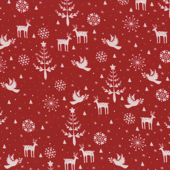 Nordic Noel 4497-131 Christmas Motifs Red by Stof Fabrics, Image