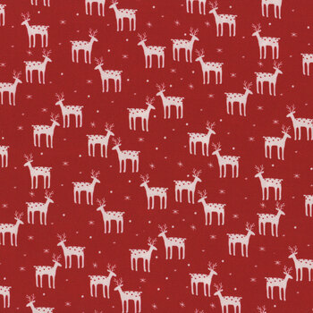 Nordic Noel 4497-133 Reindeer Red by Stof Fabrics, Image