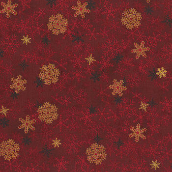 Stof Christmas 2025 - Christmas Stars 4592-002 Red/Gold Snowflake by Stof Fabrics, Image