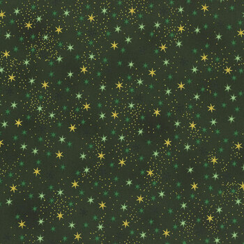 Stof Christmas 2025 - Christmas Stars 4592-010 Green/Gold Star by Stof Fabrics, Image