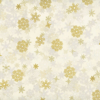 Stof Christmas 2025 - Christmas Stars 4592-012 Cream/Gold Snowflake by Stof Fabrics, Image