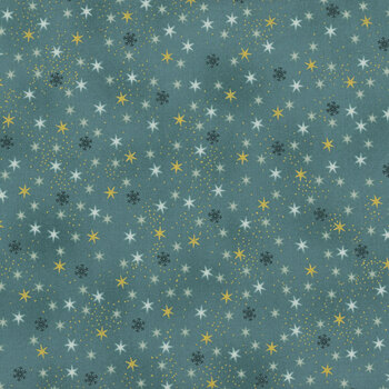 Stof Christmas 2025 - Christmas Stars 4592-020 Teal/Gold Star by Stof Fabrics, Image