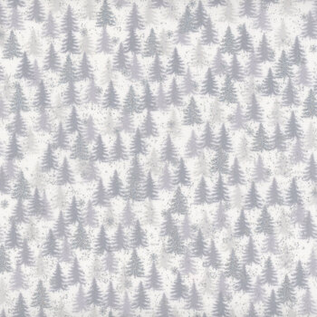 Stof Christmas 2025 - We Love Christmas 4592-101 White/Silver Trees by Stof Fabrics, Image