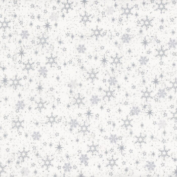 Stof Christmas 2025 - We Love Christmas 4592-102 White/Silver Medium Snowflakes by Stof Fabrics, Image