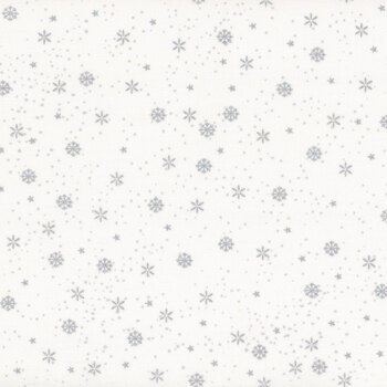 Stof Christmas 2025 - We Love Christmas 4592-103 White/Silver Small Snowflakes by Stof Fabrics, Image