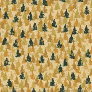 Stof Christmas 2025 - We Love Christmas 4592-202 Beige/Gold Trees by Stof Fabrics, Image