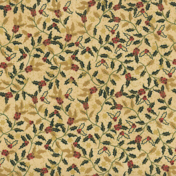 Stof Christmas 2025 - We Love Christmas 4592-205 Beige/Gold Hollies by Stof Fabrics, Image