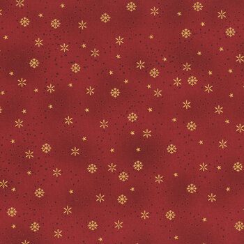 Stof Christmas 2025 - We Love Christmas 4592-404 Red/Gold Small Snowflakes by Stof Fabrics, Image