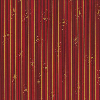 Stof Christmas 2025 - We Love Christmas 4592-406 Red/Gold Stripe by Stof Fabrics, Image