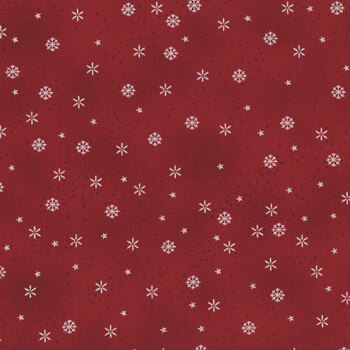 Stof Christmas 2025 - We Love Christmas 4592-421 Red/Silver Small Snowflakes by Stof Fabrics, Image