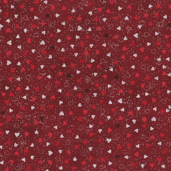 Stof Christmas 2025 - We Love Christmas 4592-424 Red/Silver Hearts by Stof Fabrics, Image