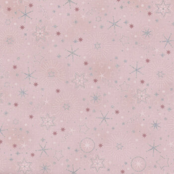 Stof Christmas 2025 - We Love Christmas 4592-431 Light Rose/Silver Stars and Snowflakes by Stof Fabrics, Image