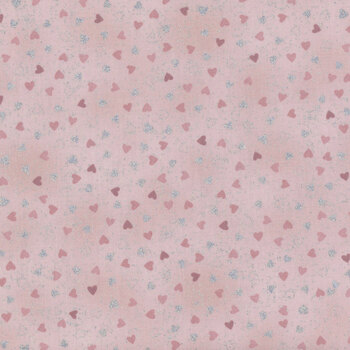 Stof Christmas 2025 - We Love Christmas 4592-435 Light Rose/Silver Hearts by Stof Fabrics, Image