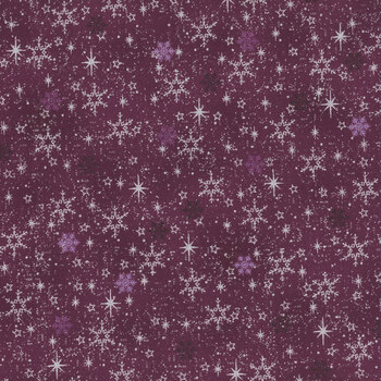 Stof Christmas 2025 - We Love Christmas 4592-501 Violet/Silver Medium Snowflakes by Stof Fabrics, Image