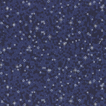 Stof Christmas 2025 - We Love Christmas 4592-605 Dark Blue/Silver Small Circles by Stof Fabrics, Image