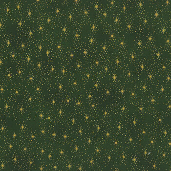 Stof Christmas 2025 - We Love Christmas 4592-801 Green/Gold Stars by Stof Fabrics, Image