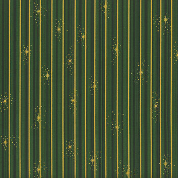 Stof Christmas 2025 - We Love Christmas 4592-806 Green/Gold Stripe by Stof Fabrics, Image