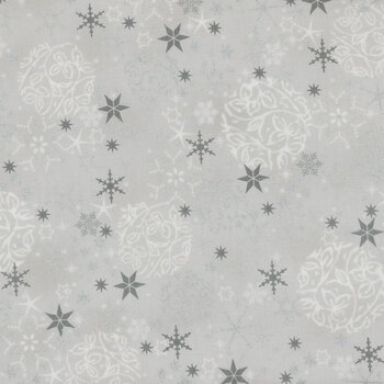 Stof Christmas 2025 - We Love Christmas 4592-900 Grey/Silver Balls and Snowflakes by Stof Fabrics, Image