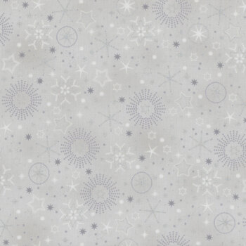 Stof Christmas 2025 - We Love Christmas 4592-902 Grey/Silver Stars and Snowflakes by Stof Fabrics, Image