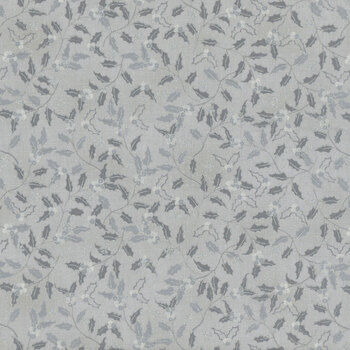 Stof Christmas 2025 - We Love Christmas 4592-904 Grey/Silver Hollies by Stof Fabrics, Image