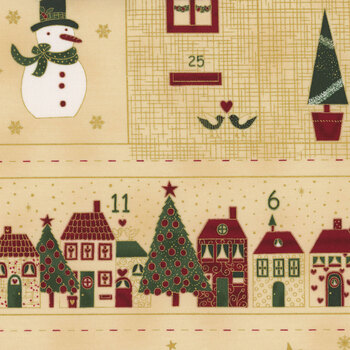 Stof Christmas 2025 - We Love Christmas 4595-293 Beige/Gold Calendar Panel by Stof Fabrics, Image