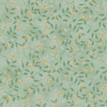 Stof Christmas 2025 - We Love Christmas 4592-823 Light Green/Silver Hollies by Stof Fabrics, Image