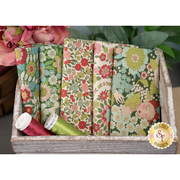 Wallflower  5 FQ Set - Green by Tone Finnanger for Tilda, Image
