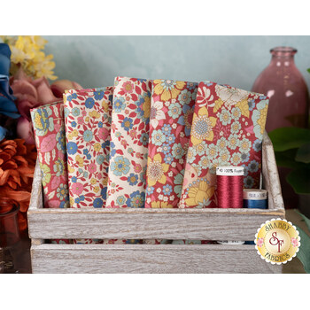 Wallflower  5 FQ Set - Burgundy and Pink by Tone Finnanger for Tilda, Image