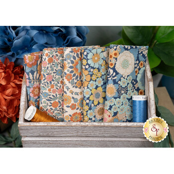 Wallflower  5 FQ Set - Blue by Tone Finnanger for Tilda, Image